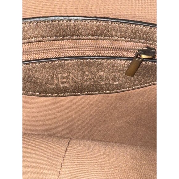 Jen & Co. Brown Faux Leather Shoulder Bag With Zipper Accents - Picture 2 of 11
